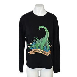 Dangerfield Veggiesaurus Sweatshirt Size US 4  AUS 8 Black Long Sleeve